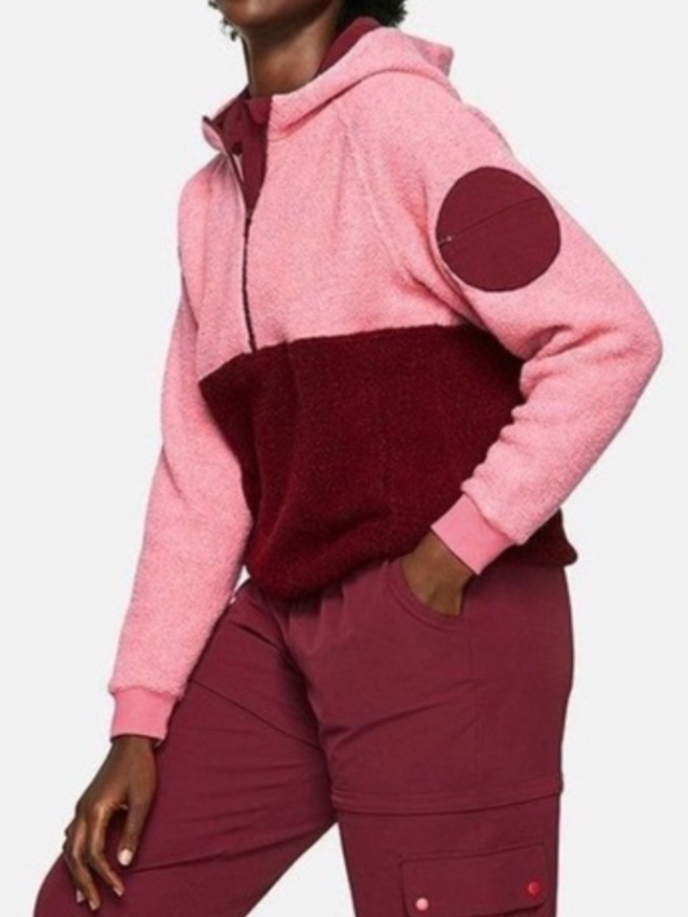 Outdoor Voices Pink Wool Blend MegaFleece Half-Zip Hoodie S